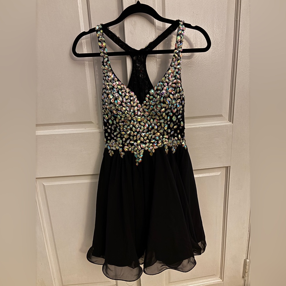 Dancing Queen Black Dress with Iridescent Details